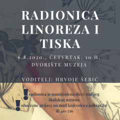 Radionica linoreza i tiska – COOLturno ljeto 2020.