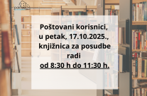 Obavijest o radnom vremenu Knjižnice – petak, 17.10.2025.