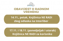 Obavijest o radnom vremenu Knjižnice