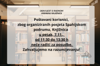 Obavijest o radnom vremenu – petak, 7.11.2025.