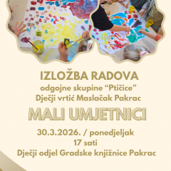 Izložba radova odgojne skupine “Ptičice” DV Maslačak – “Mali umjetnici”