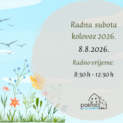 Radna subota – 8.8.2026.